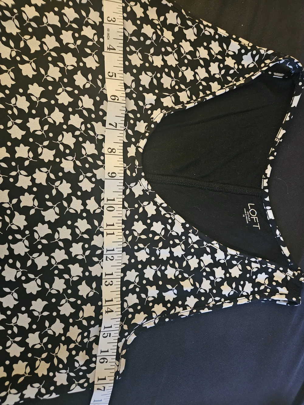 LOFT Black & White Floral Tank Top